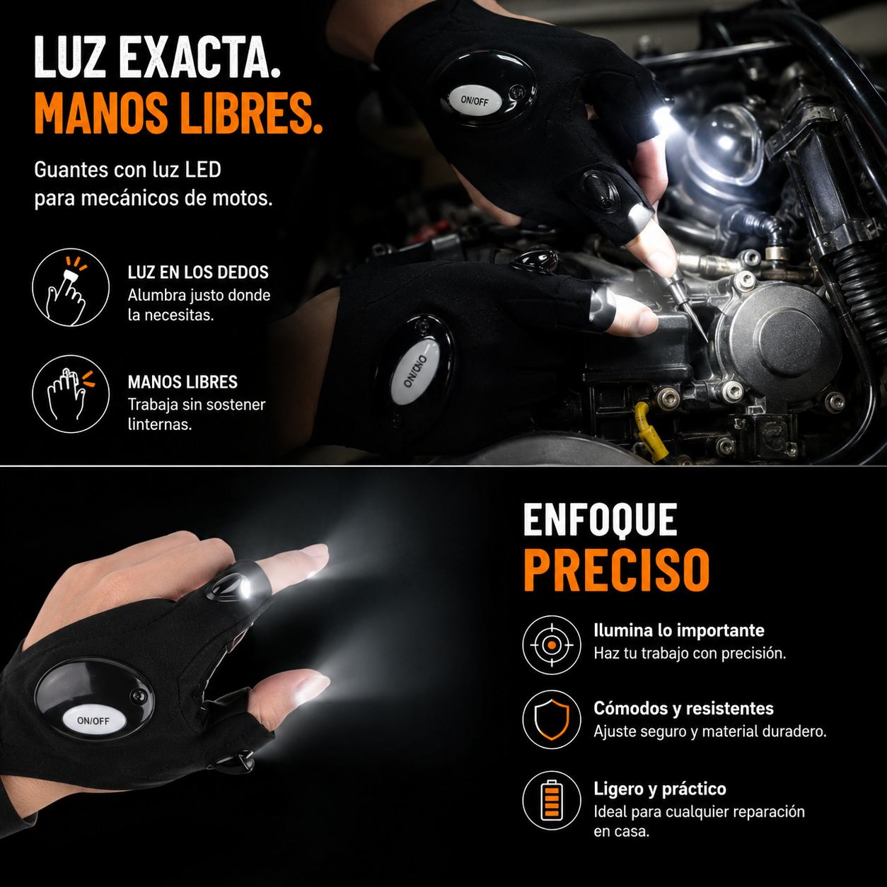 Guantes con luces led
