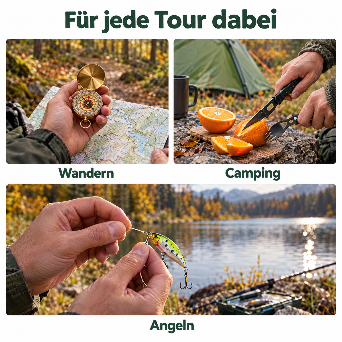 Für Wandern, Camping und Angeln